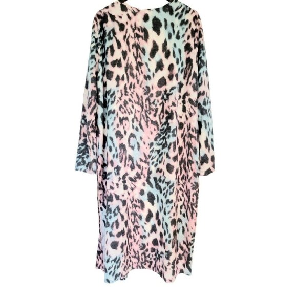 GeeGee Womens MultiColor Fun Animal Print Longline Open Front Side Slit Cardigan - Picture 2 of 11